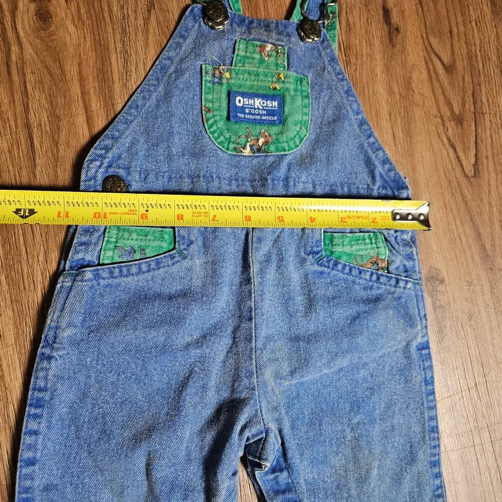 Vintage OshKosh B'gosh Denim Overalls 18M Colorblock Western Horse Print Cowboy.